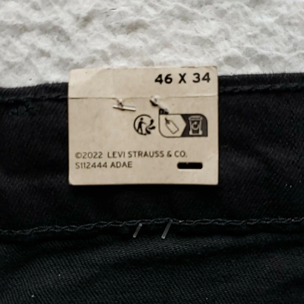 Levis 541 Jeans Mens 46x34 Black Athletic Tapered Stretch Denim Pants Dark Wash